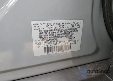 2024 Nissan Kicks Sv from USA, damaged, VIN 3N1CP5CV4RL557493